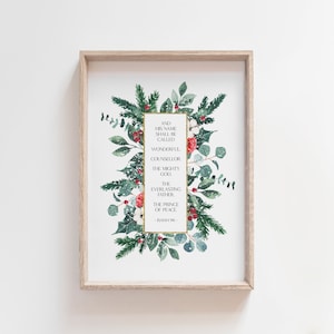 Isaiah 9:6 | Wonderful | Counsellor | Prince of Peace | Christmas Bible Decor, Christian Christmas Prints, Scripture Wall Art Printable