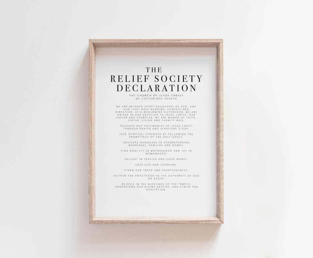 LDS Relief Society Declaration Printable | LDS Relief Society Poster ...