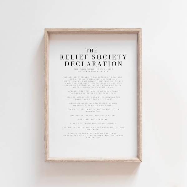 LDS Relief Society Declaration Printable | LDS Relief Society Poster | LDS Young Womens | lds relief society print