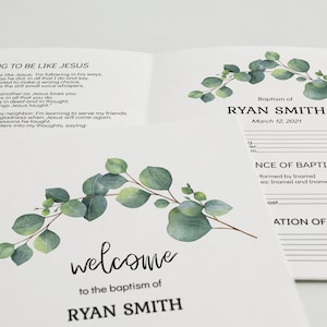 Greenery LDS Baptism Program Template: Editable Printable (Corjl)