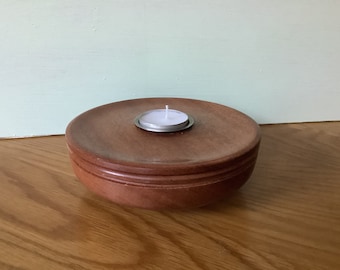 Hand turned wooden tea light holder