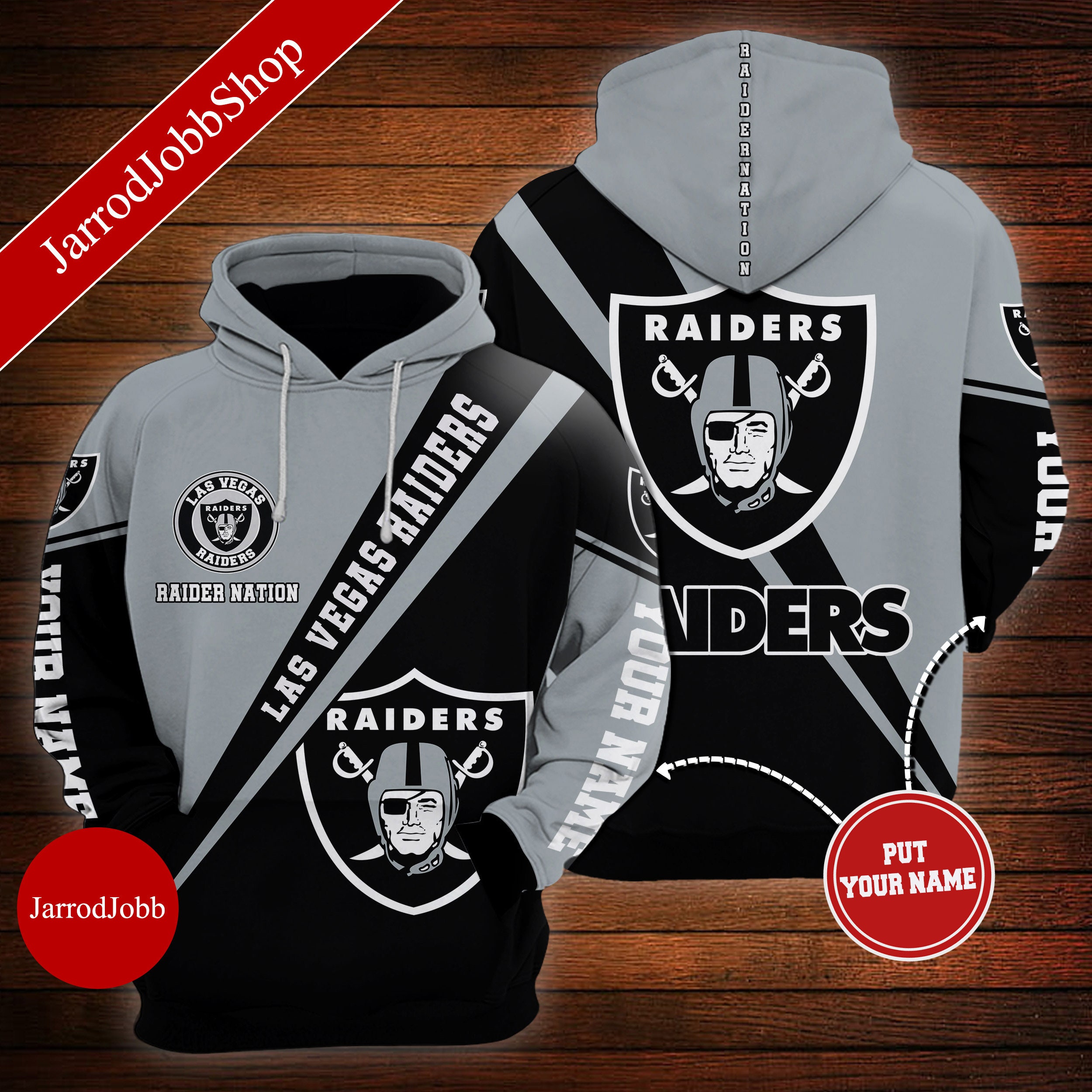 NFL Las Vegas Raiders 3D Hoodie Pullover Personalized Name Etsy