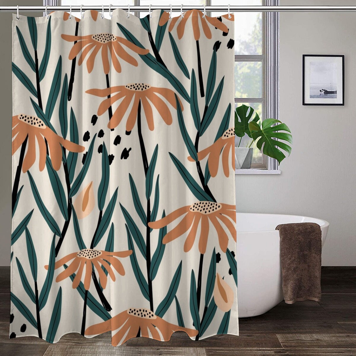 Plant Shower Curtain Tree Flower Shower Curtain Waterproof Etsy