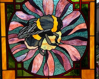 Spring!  Tulips, daffodils and crocus stained glass window hanging, gift for mother's day, birthday, co-worker, wife,  or just because!