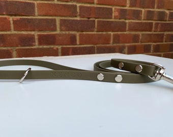 Thin Khaki Waterproof Dog Lead | Lightweight Leash | Personalised