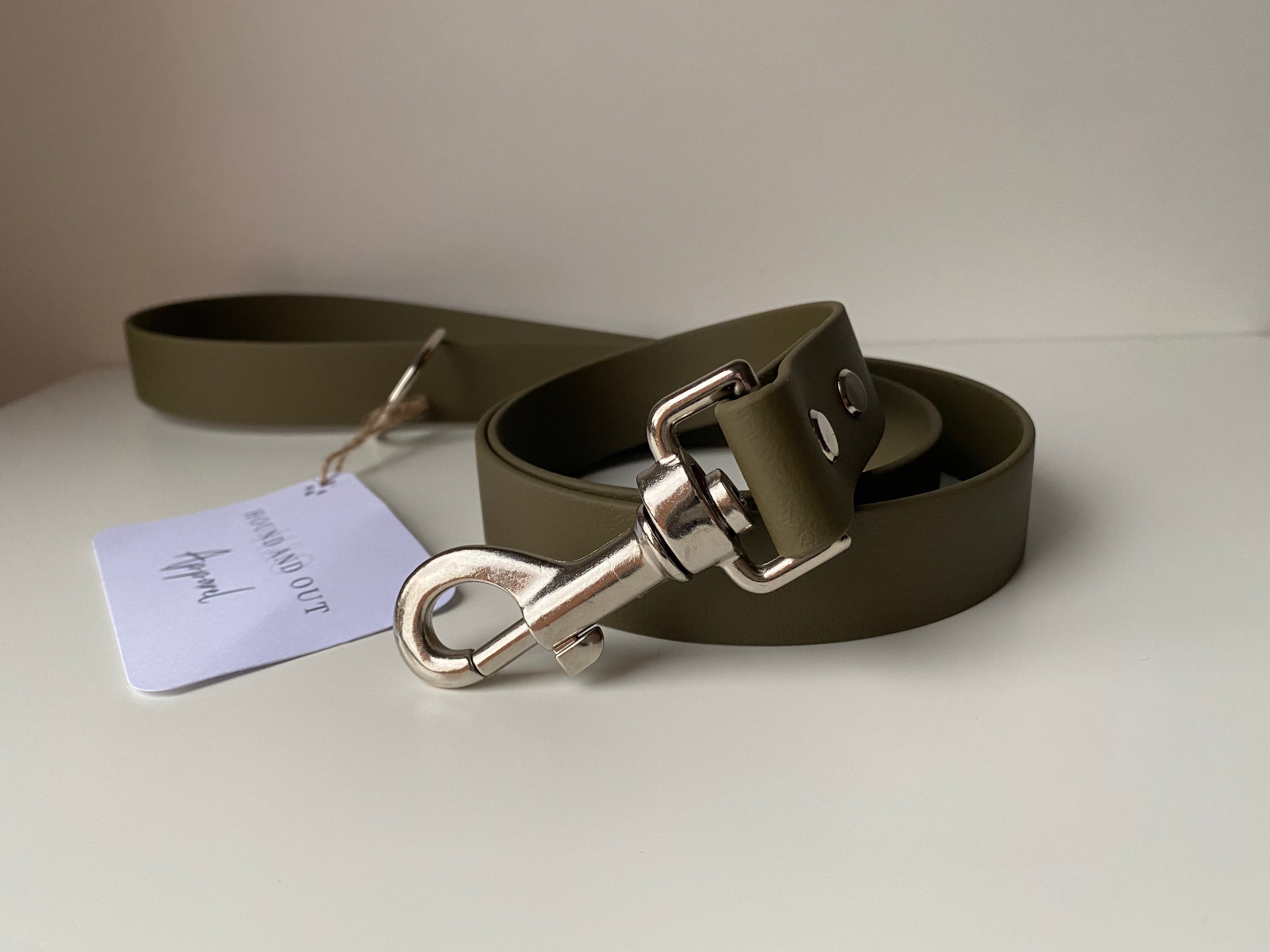 Khaki Waterproof Dog Lead | Personalised Biothane |