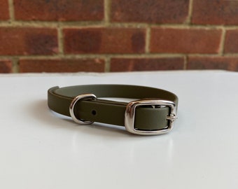 MINI Khaki Waterproof Dog Collar | Personalised | Puppy Collar | Small Breed Collar