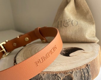 Tan Waterproof Dog Collar | Personalised Biothane