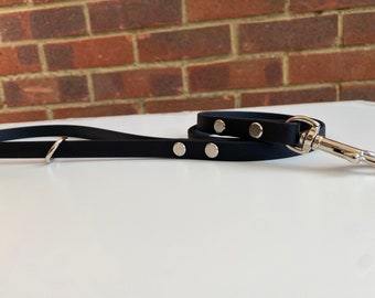 Thin Black Waterproof Dog Lead | Lightweight Leash | Personalised