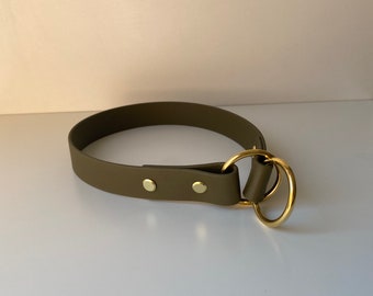 Khaki Waterproof Slip on Dog Collar | Personalised Biothane