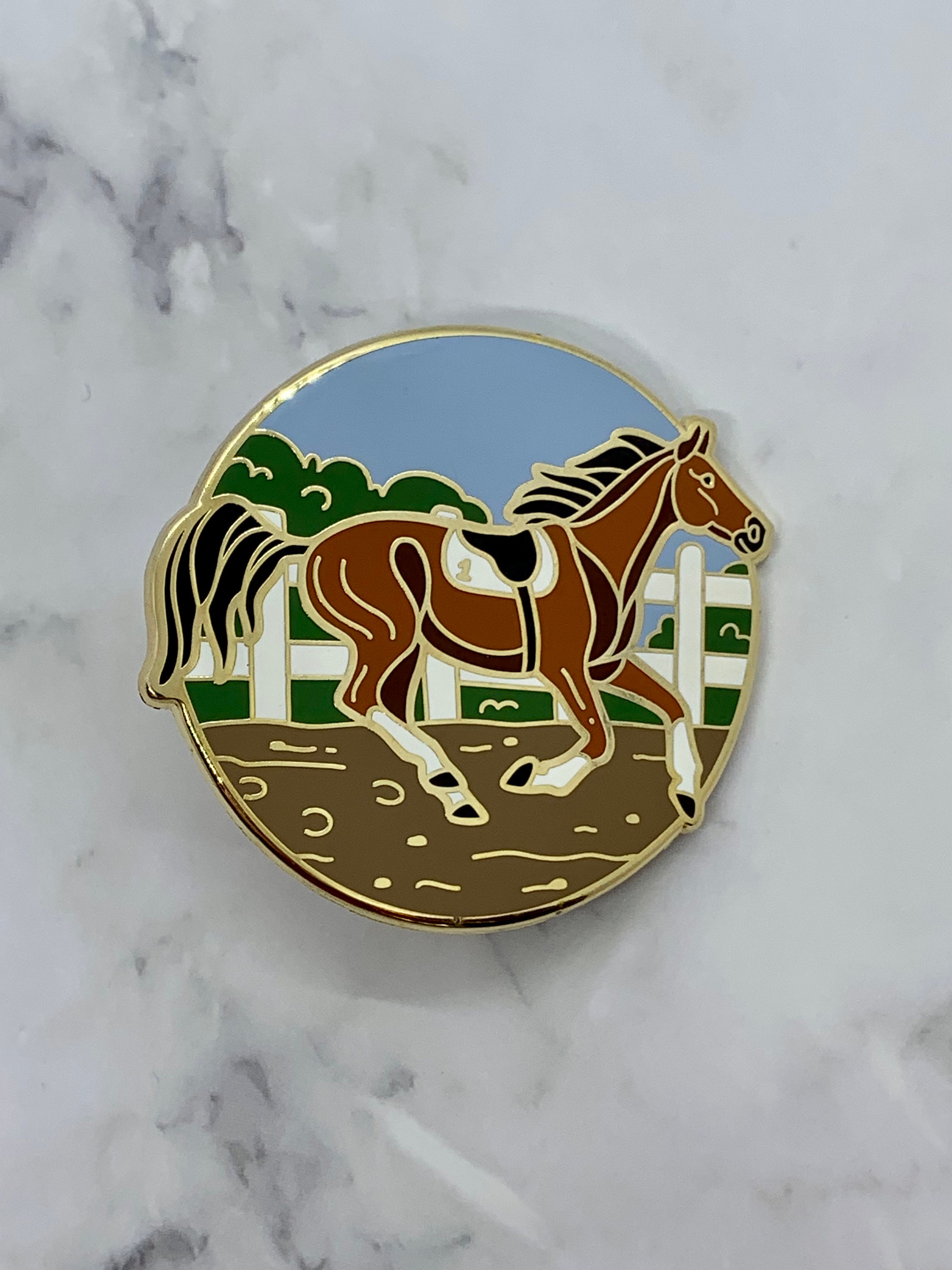 Thoroughbred Horse Enamel Pin Hard Enamel Pin Race horse | Etsy