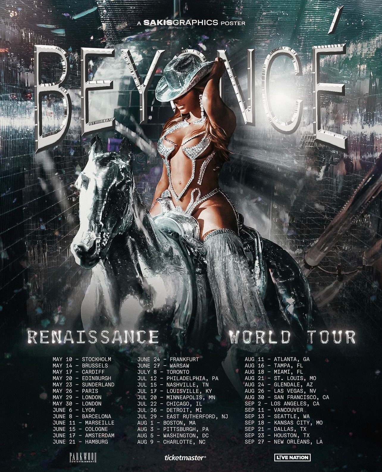 Beyonce Renaissance World Tour 2023 Tour Dates Poster By Chan Chan