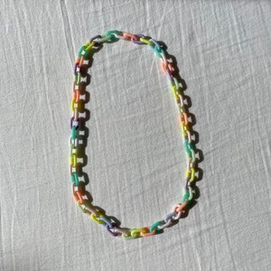 Rainbow Plastic Chain Necklace