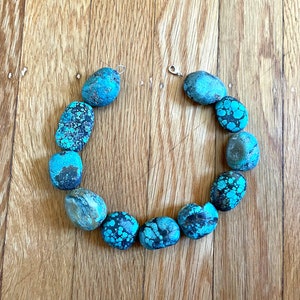 Handmade Large Turquoise Vintage Beaded Necklace, one of a kind