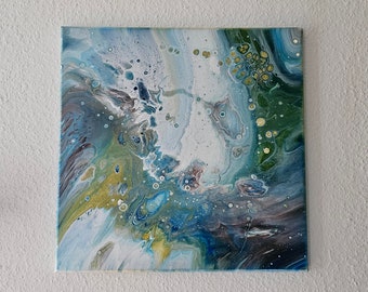 Abstract acrylschilderij op canvas (Pour Art) - Verdwijning