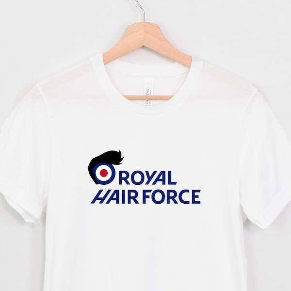 Drôle RAF Inspiré Parodie Royal Hair Force / Royal Air Force Bald Pun Joke Logo Nouveauté Unisexe Coton T-Shirt / Tee Cadeau D'anniversaire