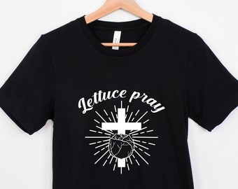 Lustiges Salat beten religiöses T-Shirt für Gärtner, betende Hände im Garten Shirt für Christen, Pflanzenliebhaber, Vegetarier, Veganer