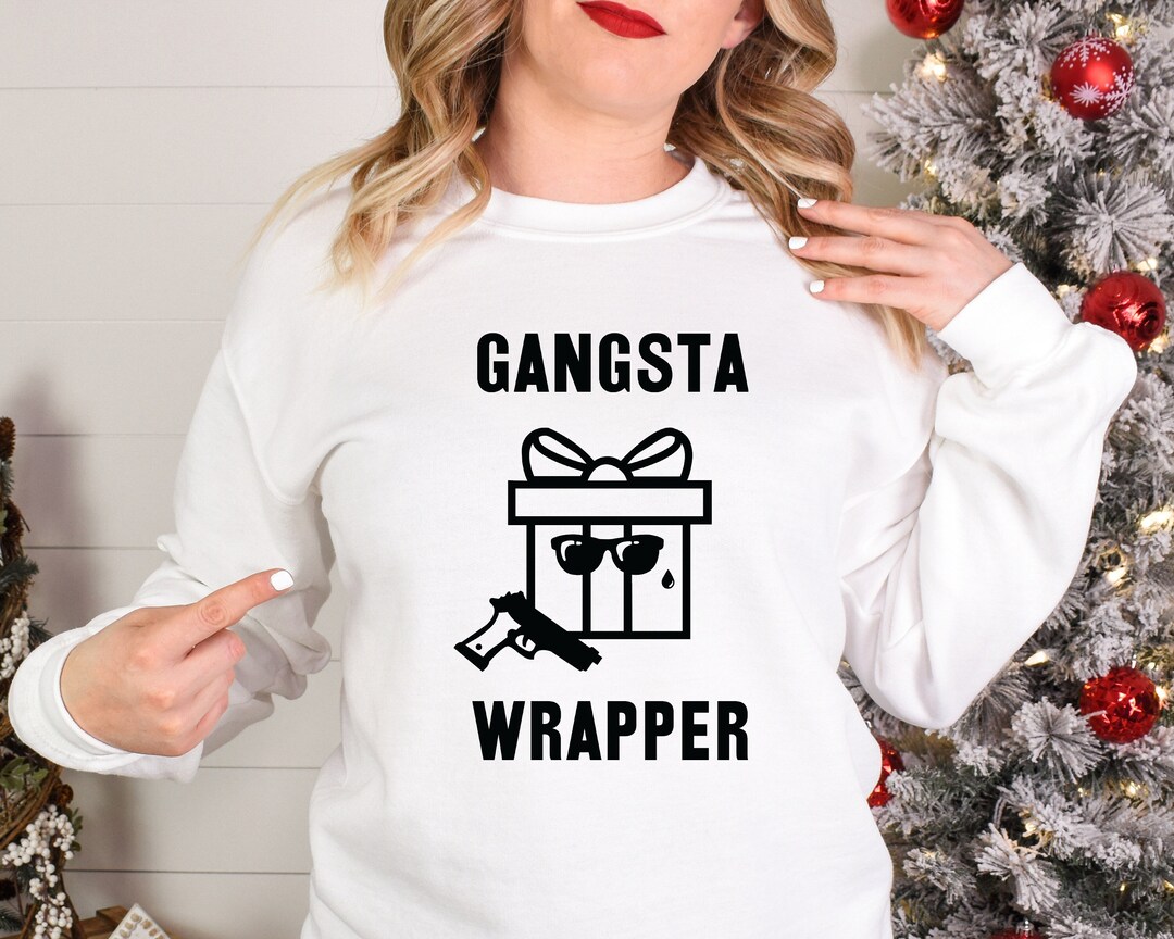 Funny Gangster Wrapper Christmas Sweater Gangsta Wrapper Dad Joke