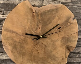 Teak Tree Discs Clock