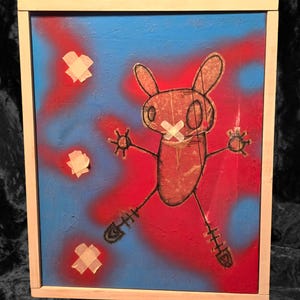 Abstract Original Multi-Media Rabbit Wall Art Piece