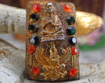 Amuleto Phra Somdej / Talismán protector del budismo Escultura LP Toh / Coleccionable raro Garuda Phaya Krut