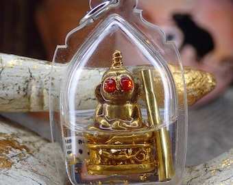 Phra Ngang amulet / Love Charm Buddhism Talisman / Rare Small Buddha amulet / Prai Oil / Ngang Red Eyes Pendant / Takrud