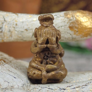 Phra Pidta Thai amulet / Pidta Monk Statue /  Small Buddha amulet / Rare collectible Buddhism Talisman / Cobra Snake