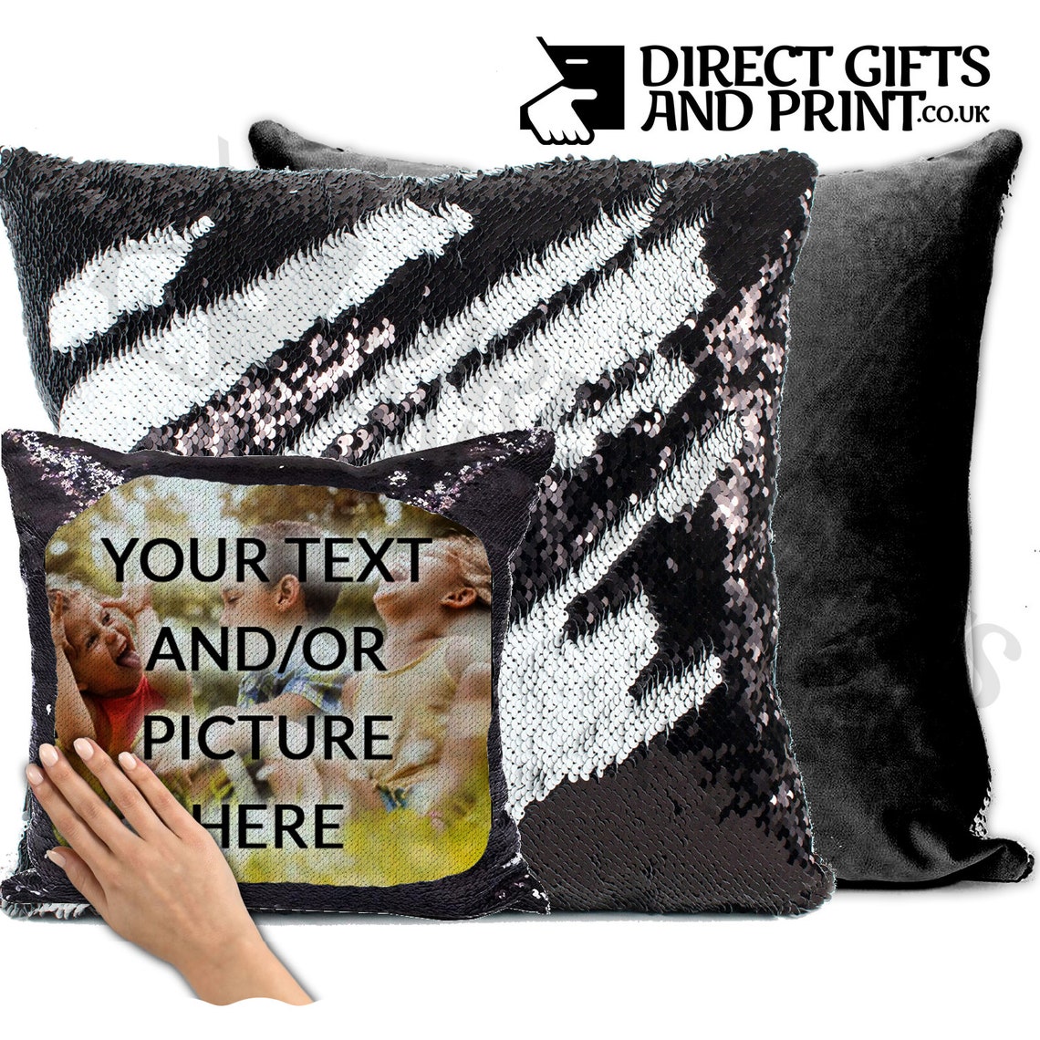 Custom Reveal Sequin Cushion Cover Metallic Black and White Etsy