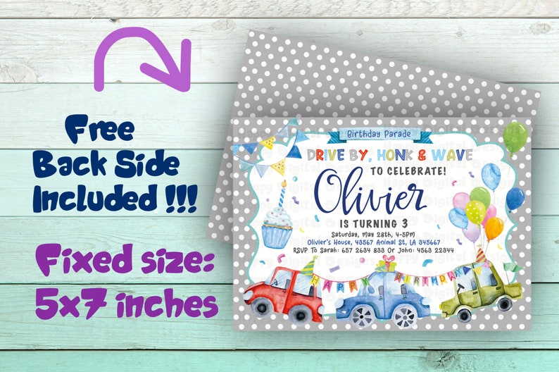 Drive by Birthday Invitation for Boy Digital Self Editable Etsy