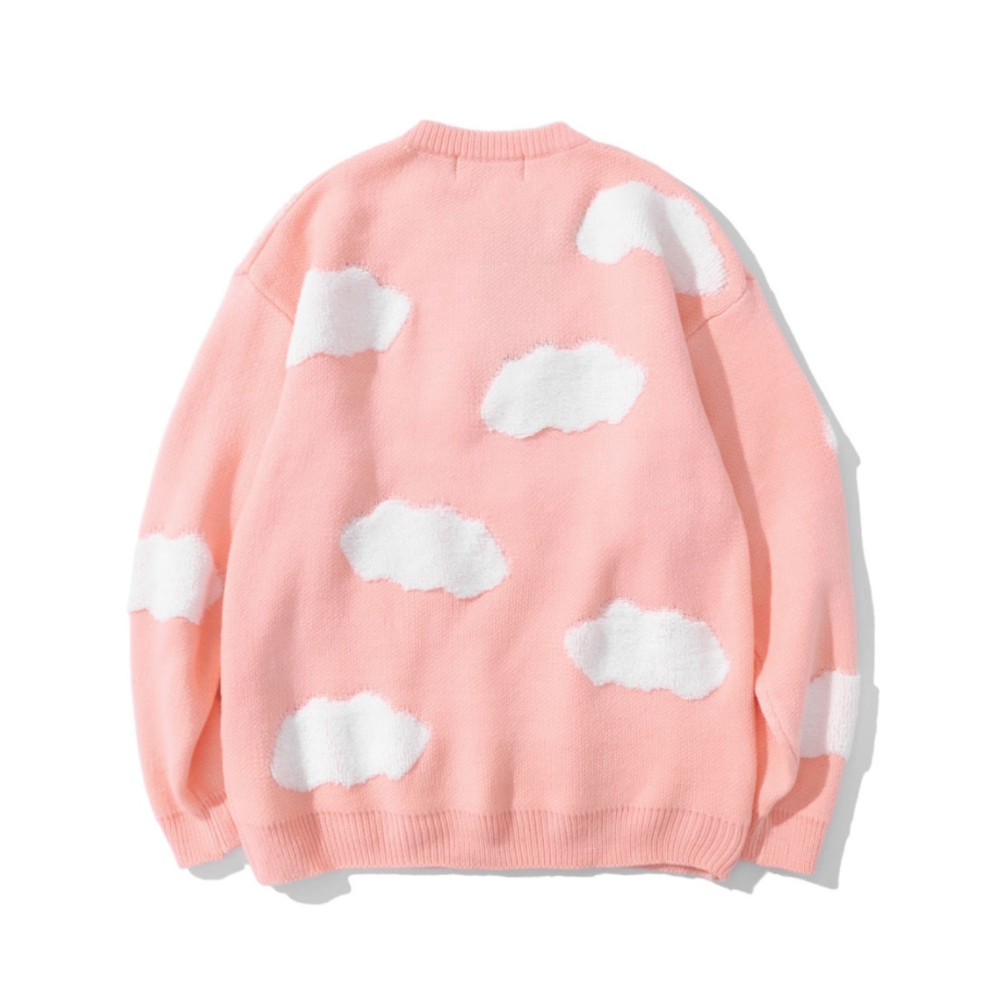 Cloud Jacquard Knit Oversized Crewneck Jumper in Pastel Pink - Etsy