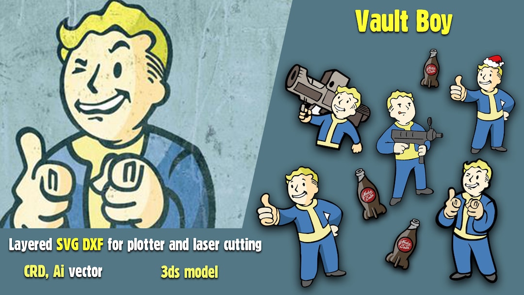 Vault Boy - 6 Items. Svg, Dxf, 3ds, Png. Among Us for Printing