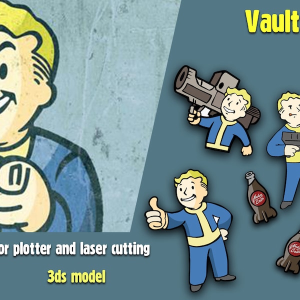 Vault Boy - 6 items. Svg, dxf, 3ds, png. Among Us for printing, laser and plotter cutting. Cdr, Ai, Pdf