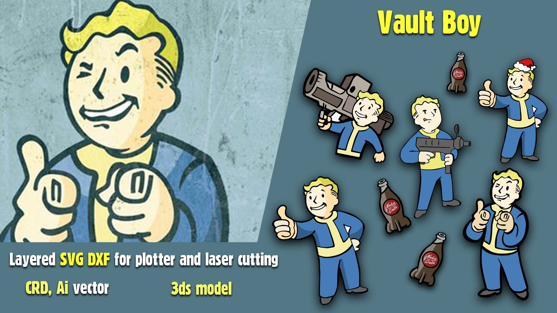 Download Vault Boy 6 items. Svg dxf 3ds png. Among Us for | Etsy