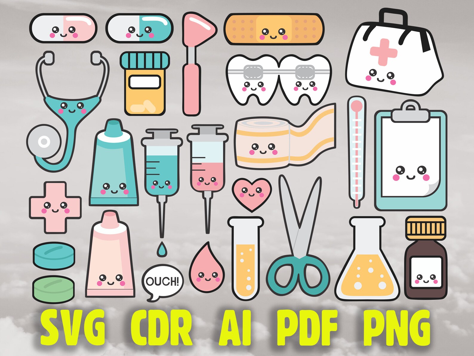 BUNDLE Children's Doctor Stickerssvg Png Pdf Ai Cdr Etsy