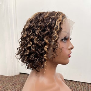 Short curly Front Lace Wig, Human hair Wig