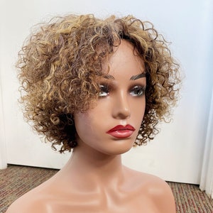 Short curly Human hair Wig 8 Inch