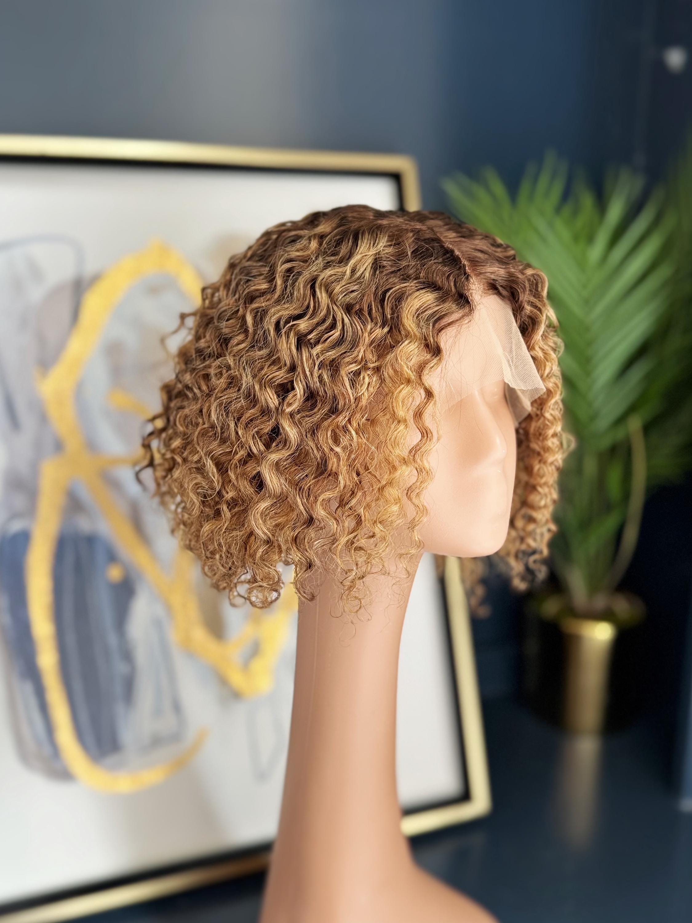 NEW ! Women & Men Short Curly Wig Dark Blonde Hair Wigs Men Short Curly Wig: Ombre Brown Synthetic... From  main image 3