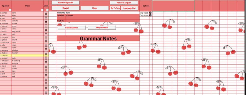 Language Spreadsheet Ultimate Language Learning Tracker Excel Sheet With Colorful Buttons ...