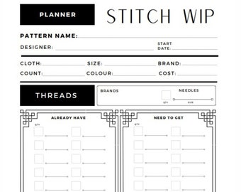 Stitch Planner (BW) | PDF Download
