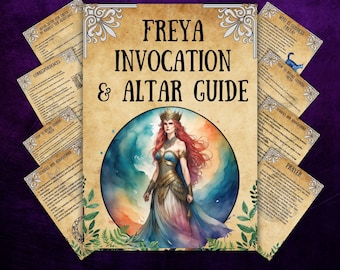 Nordische Göttin Freya, Grimoireseiten, Altarführer, Witchy Buch der Schatten, Digitales Grimoire, Invokation, Wicca