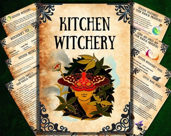 Kitchen witchery grimoire pages, Printable book of shadows page, grimoire, Wicca, Beginner witchcraft, kitchen witch printables, BOS