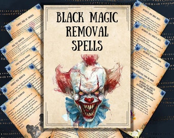 Black magic removal spells, Printable spellbook, Book of shadow, Grimoire, Pagan, remove curse, beginner witch magic, BOS pages