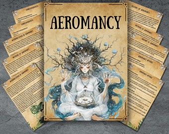 Aeromancy Grimoire pages, Wicca, witchcraft, magical book of shadows, aeromancy rituals, divination, witchy, beginner witch, BOS pages