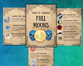Moon Magic Grimoire Pages: Full Moon Correspondences (PDF Download)