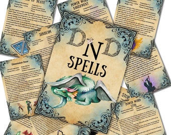 DND 5e spell scroll, NST spreukenboek, RPG afdrukbare klasse spreuken, Dungeons and Dragons spreuken tools