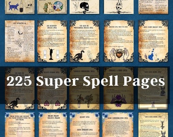 Super Spells pages, Witchy grimoire, spell book, printable witchcraft, Book of shadows, wicca spell, rituals, pagan, Witch BOS pages