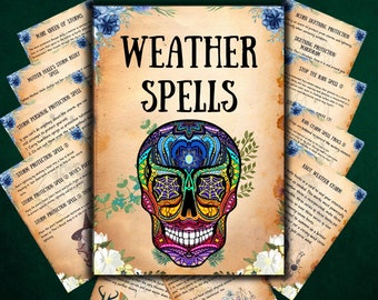 Pacchetto incantesimi meteorologici, Pagine del Libro delle ombre, Incantesimi magici Wicca, Stregoneria per principianti, Pagano, Grimorio stampabile, Incantesimi BOS