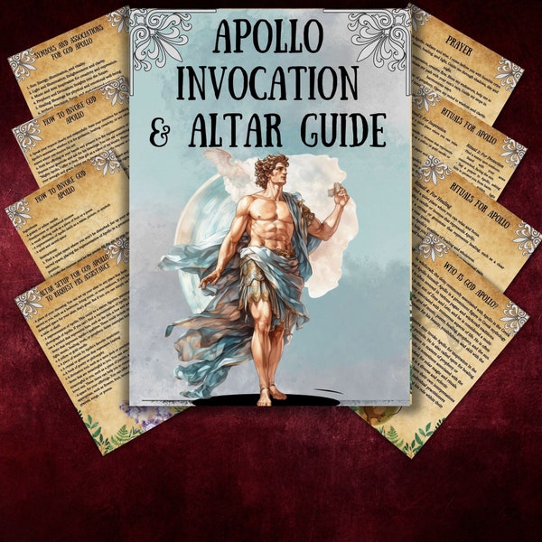 Greek God Apollo Altar, prayer, invocation, altar guide, grimoire pages, printable book of shadows, apollo rituals, Beginner witchcraft
