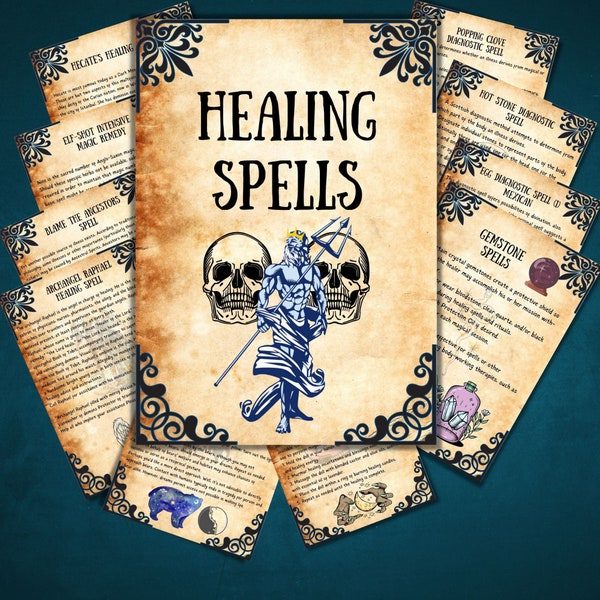 Healing Spells bundle, Witchcraft Spell book, Book of shadows, Wicca Magic spells, occult, pagan, Baby witch, BOS pages, Printable Grimoire