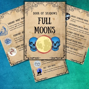 Full Moon Book of shadows, moon magic, Witchcraft, Baby witch, Book of spells, occult, pagan, Witchy BOS pages, Grimoire pages printable
